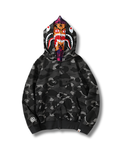 HOODIE ZIPPER BAPE TIGER SHARK DOBLE GORRO