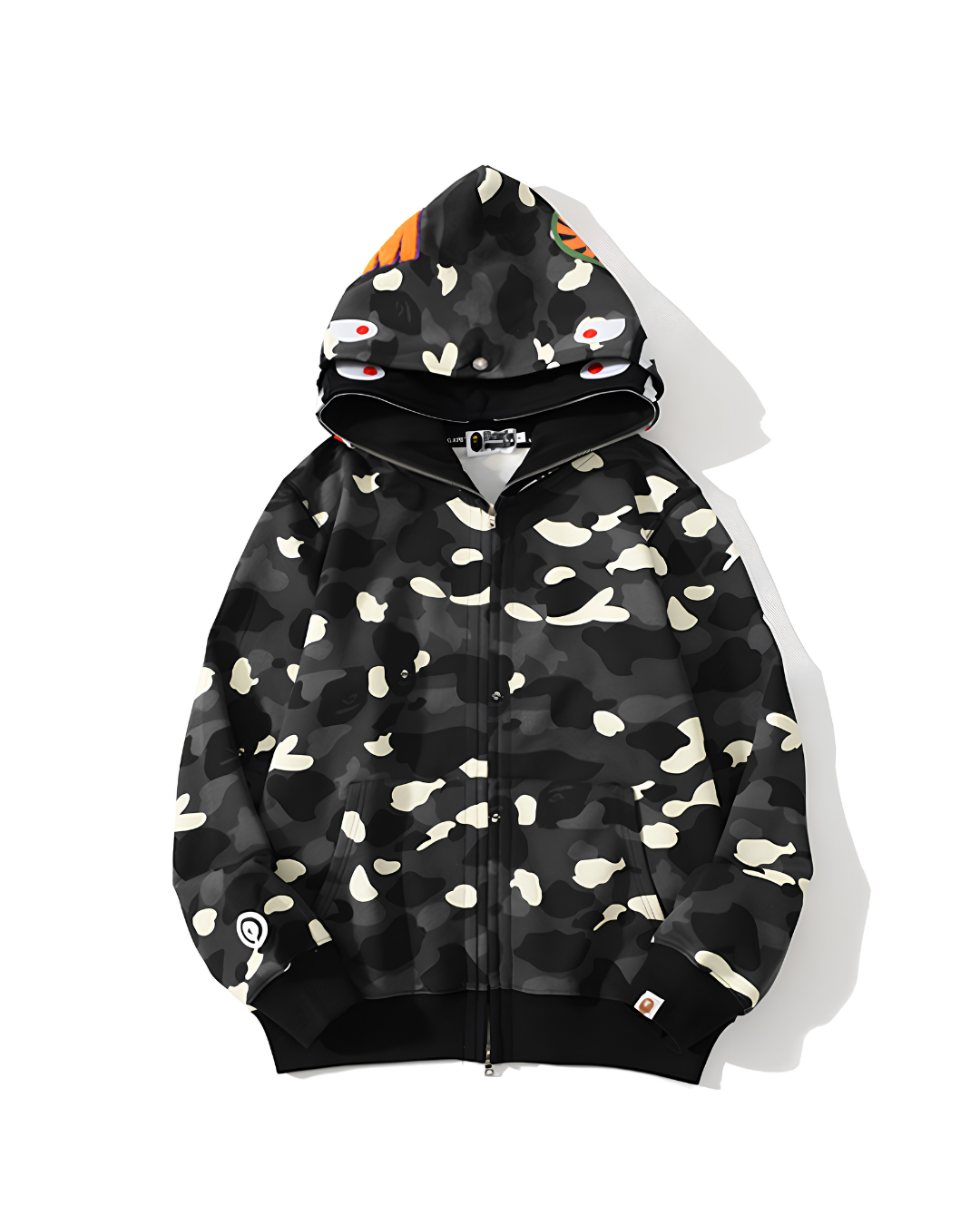HOODIE ZIPPER BAPE SHARK CITY DOBLE GORRO
