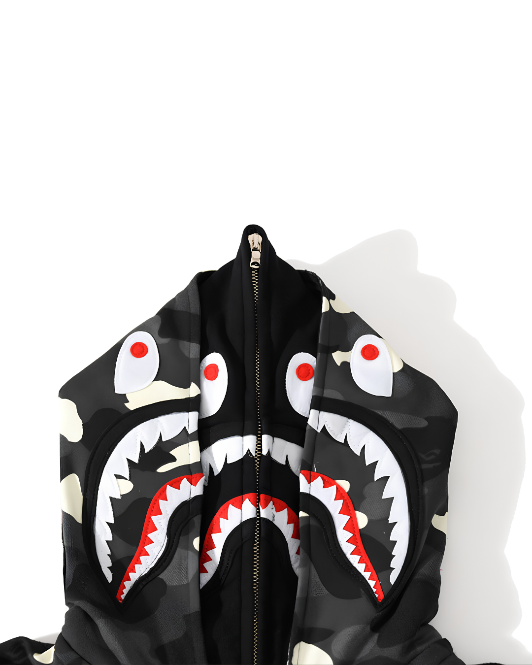 HOODIE ZIPPER BAPE SHARK CITY DOBLE GORRO