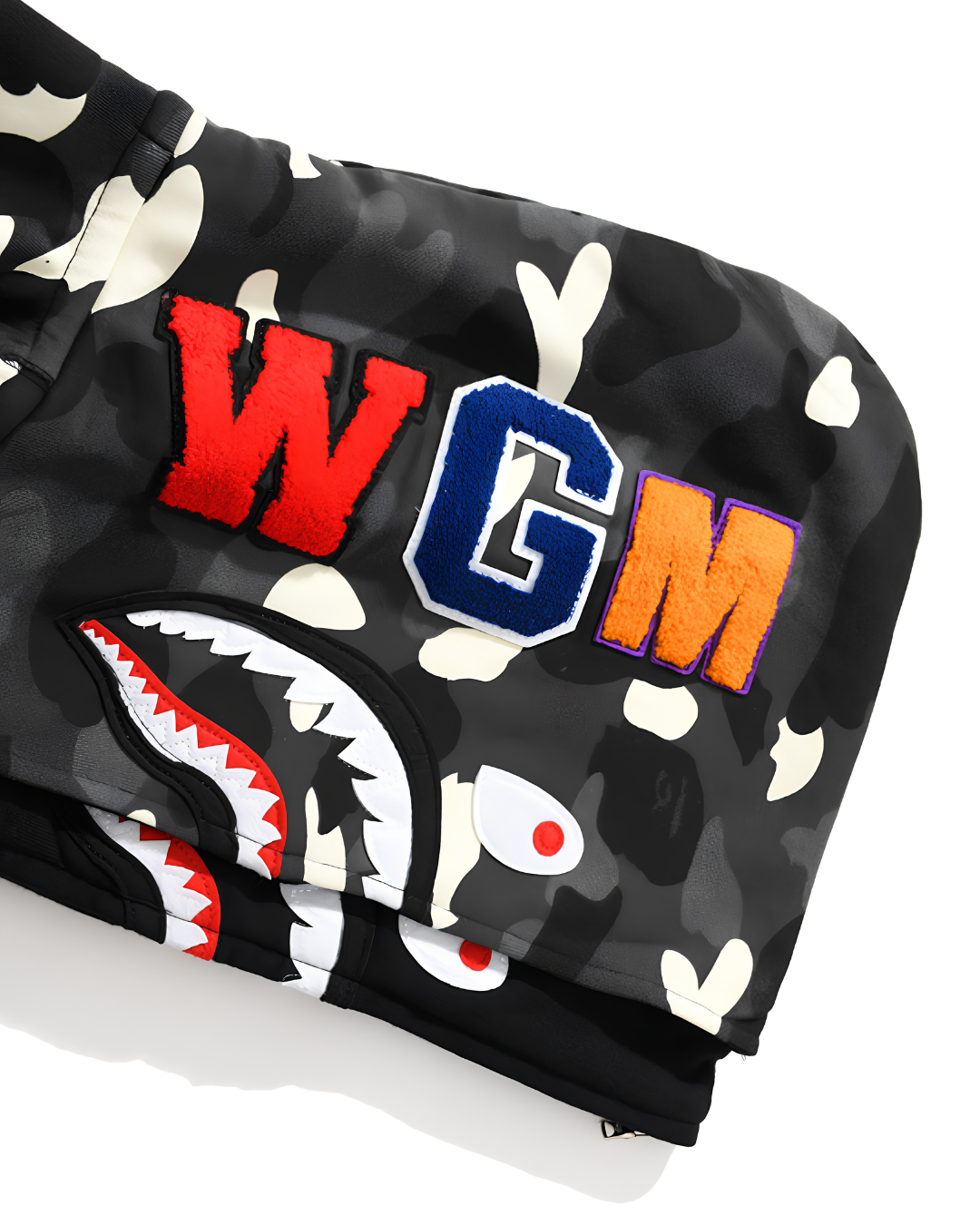 HOODIE ZIPPER BAPE SHARK CITY DOBLE GORRO