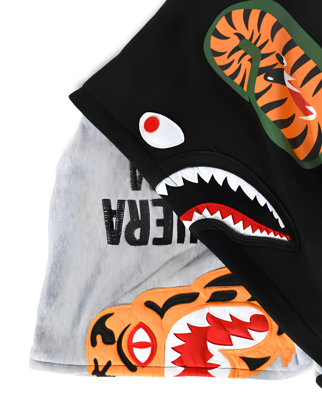 HOODIE ZIPPER BAPE TIGER SHARK CAMO DOBLE GORRO