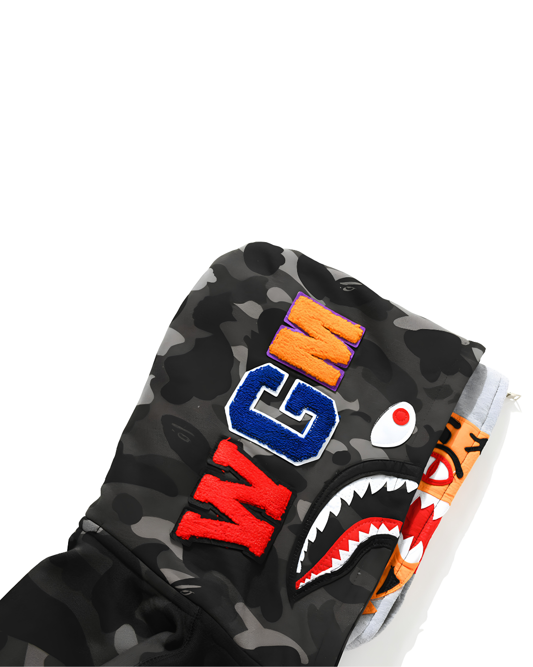 HOODIE ZIPPER BAPE TIGER SHARK CAMO DOBLE GORRO
