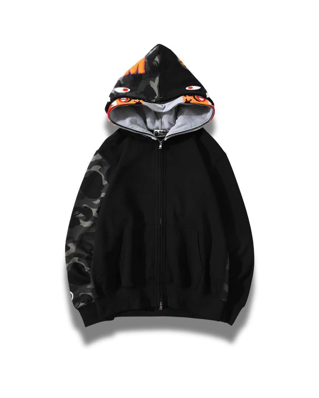 HOODIE ZIPPER BAPE TIGER SHARK CAMO DOBLE GORRO