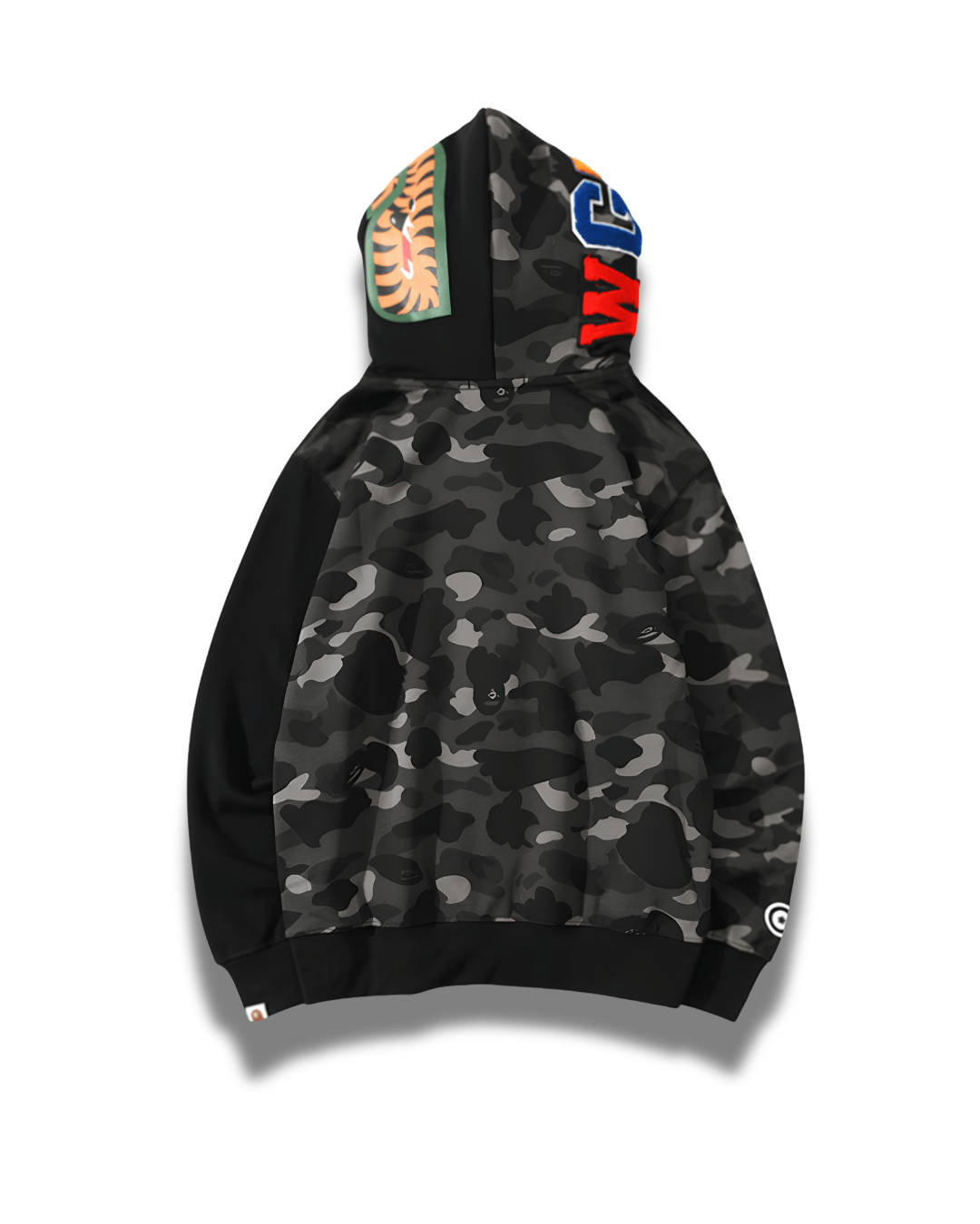 HOODIE ZIPPER BAPE TIGER SHARK CAMO DOBLE GORRO