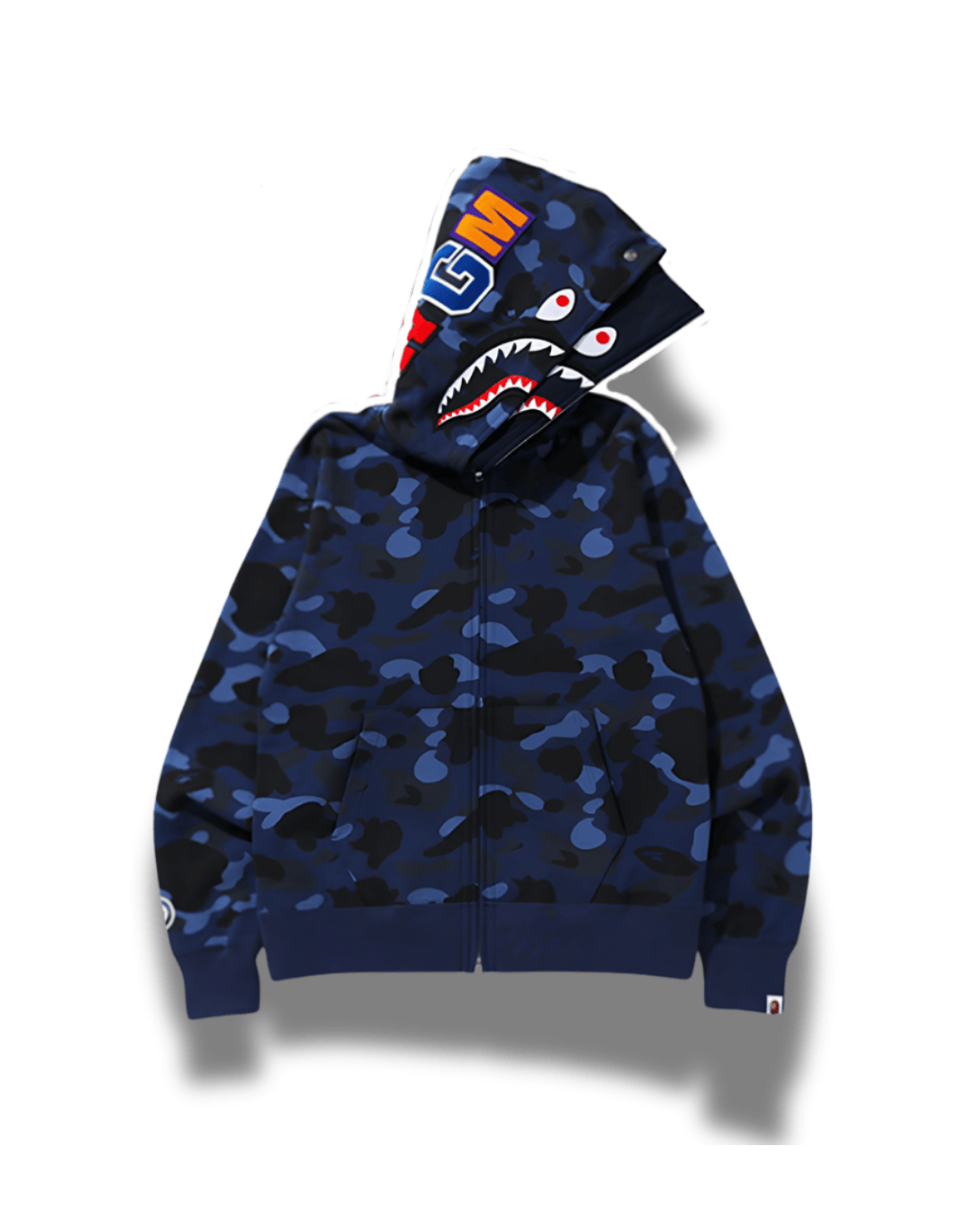 HOODIE ZIPPER BAPE SHARK DOBLE GORRO