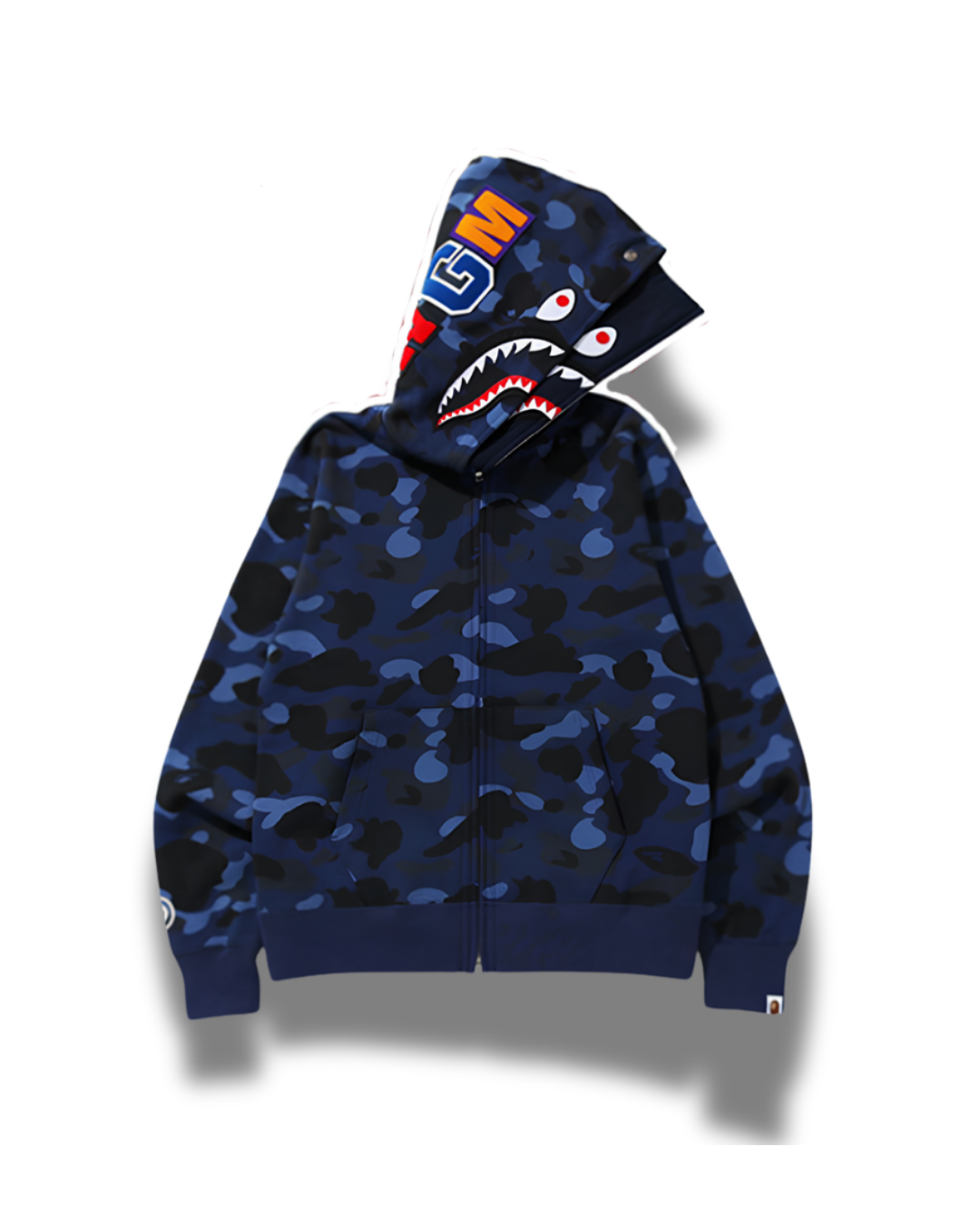 HOODIE ZIPPER BAPE SHARK DOBLE GORRO