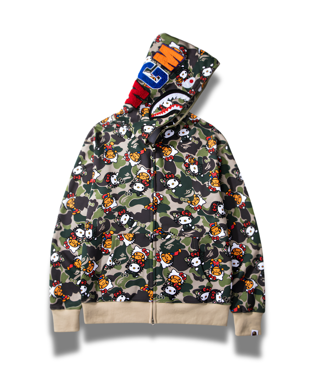 HOODIE ZIPPER BAPE SHARK X HELLO KITTY
