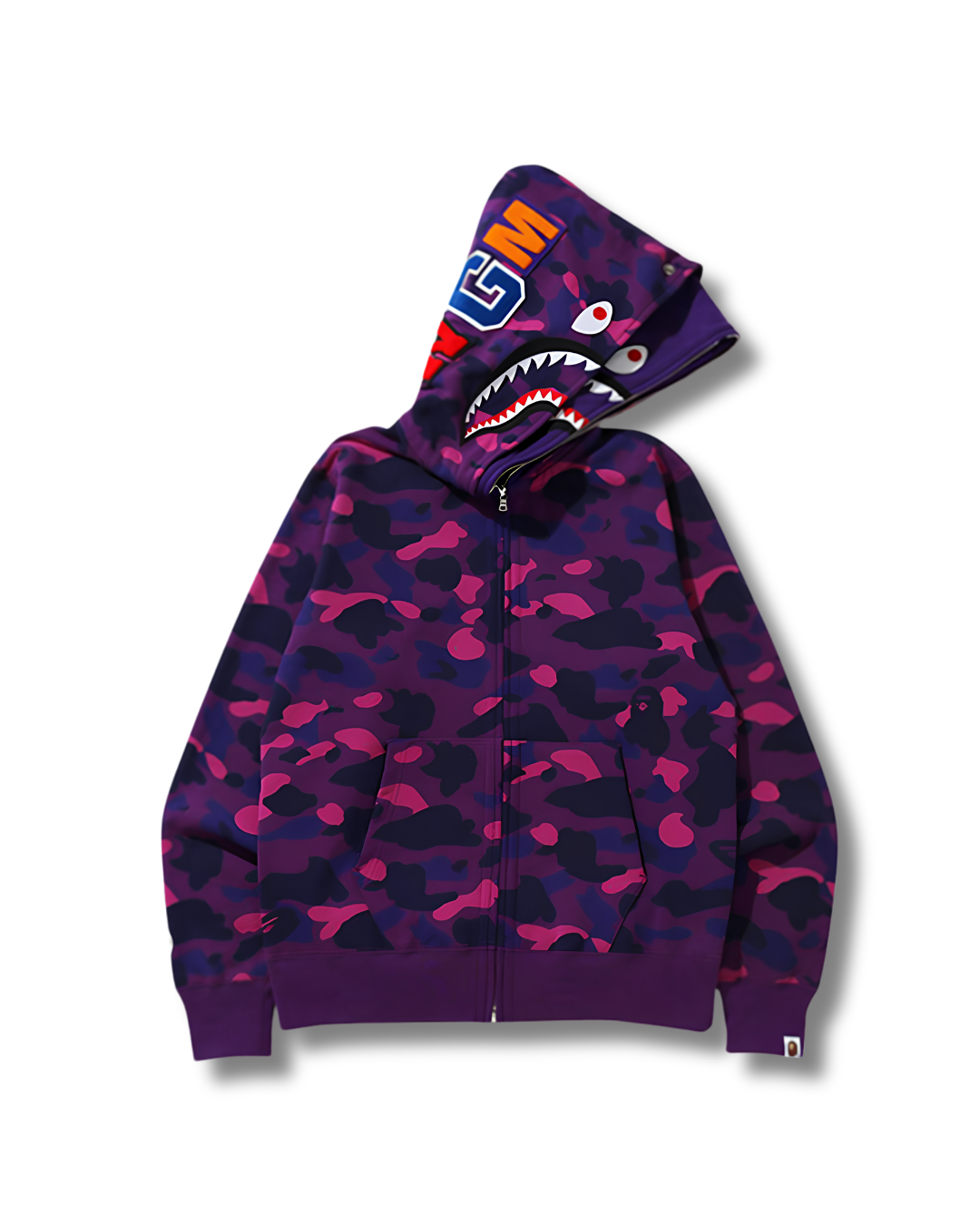 HOODIE ZIPPER BAPE SHARK DOBLE GORRO