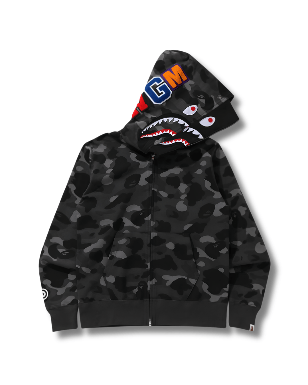 HOODIE ZIPPER BAPE SHARK DOBLE GORRO