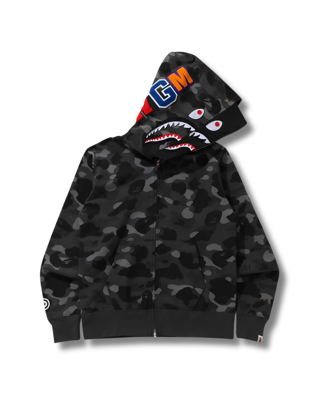 HOODIE ZIPPER BAPE SHARK DOBLE GORRO