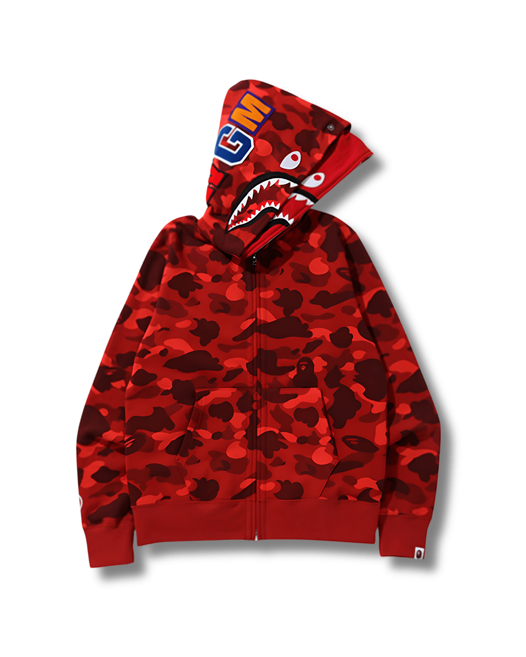 HOODIE ZIPPER BAPE SHARK DOBLE GORRO