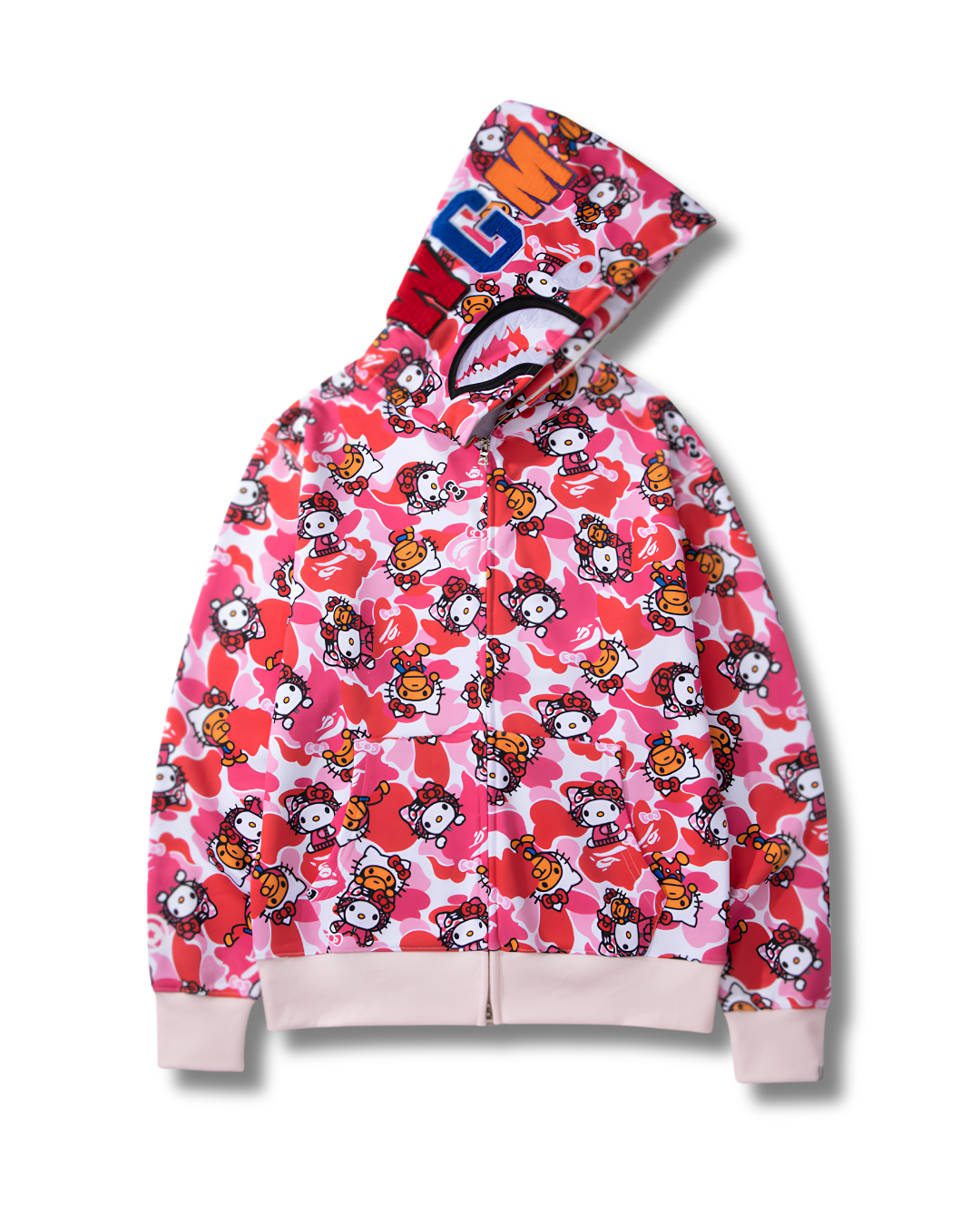 HOODIE ZIPPER BAPE SHARK X HELLO KITTY