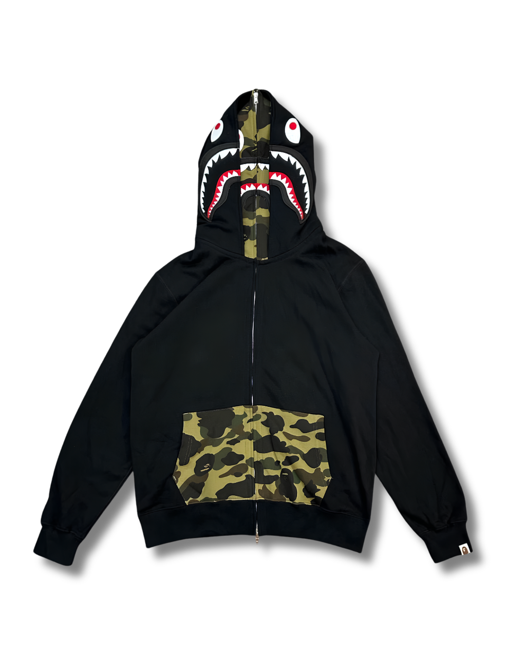 HOODIE ZIPPER BAPE SHARK 1ST CAMO DOBLE GORRO