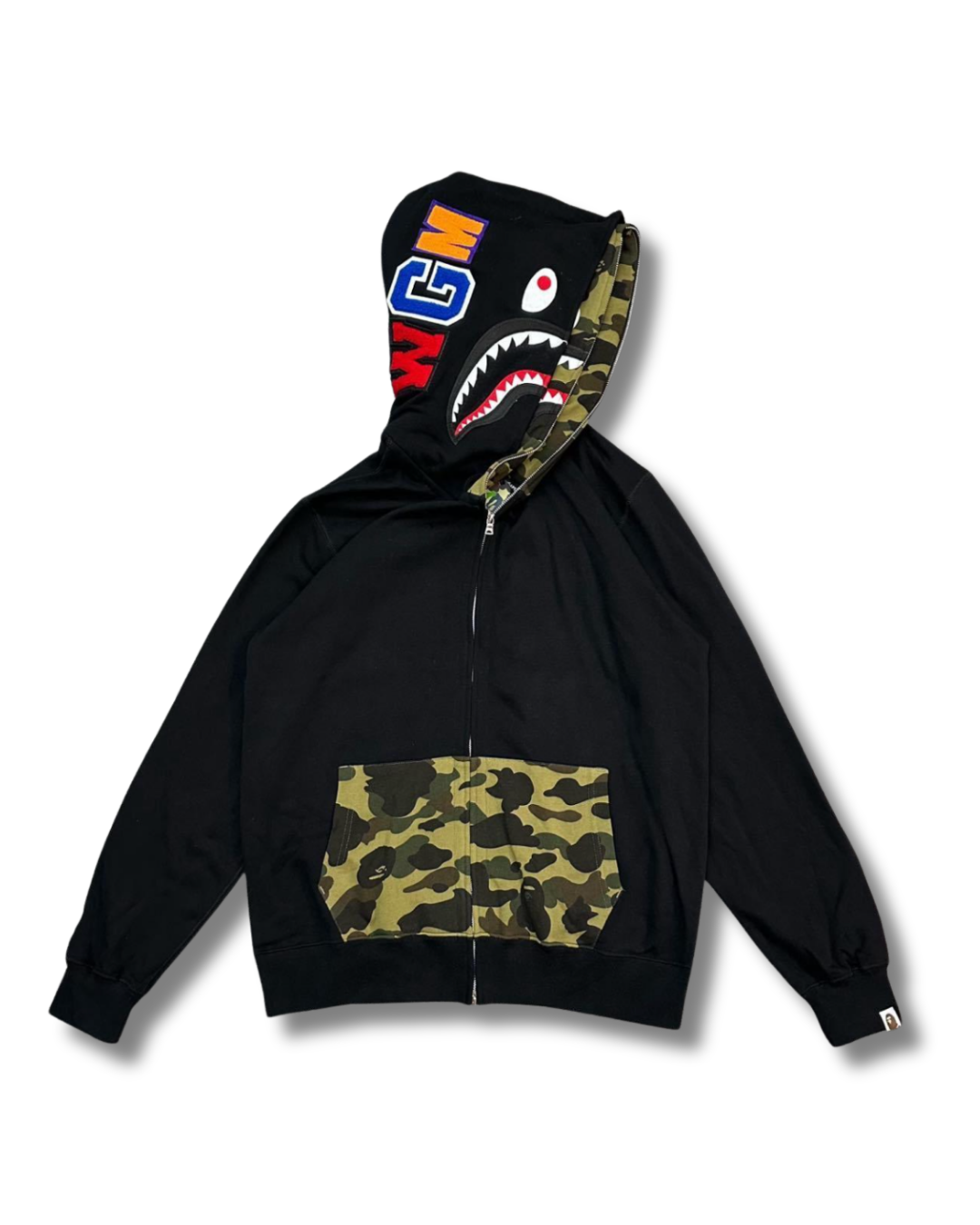 HOODIE ZIPPER BAPE SHARK 1ST CAMO DOBLE GORRO