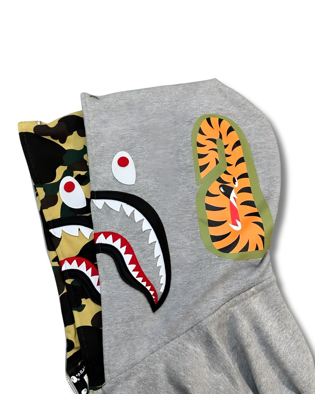 HOODIE ZIPPER BAPE SHARK 1ST CAMO DOBLE GORRO