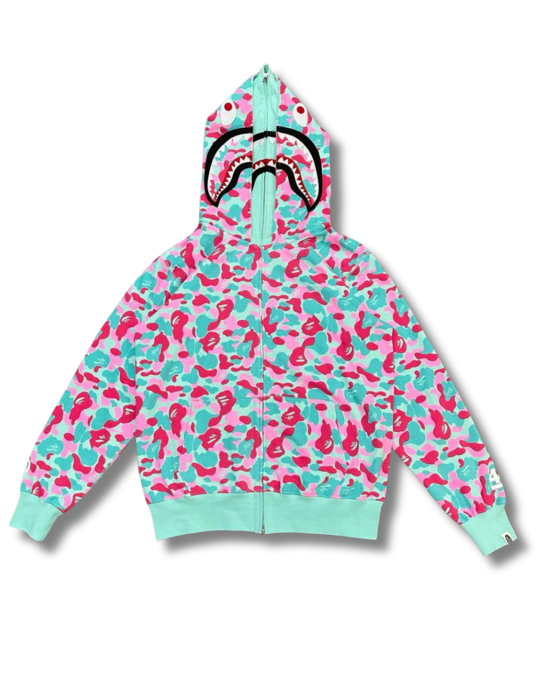 HOODIE ZIPPER BAPE SHARK MIAMI DOBLE GORRO