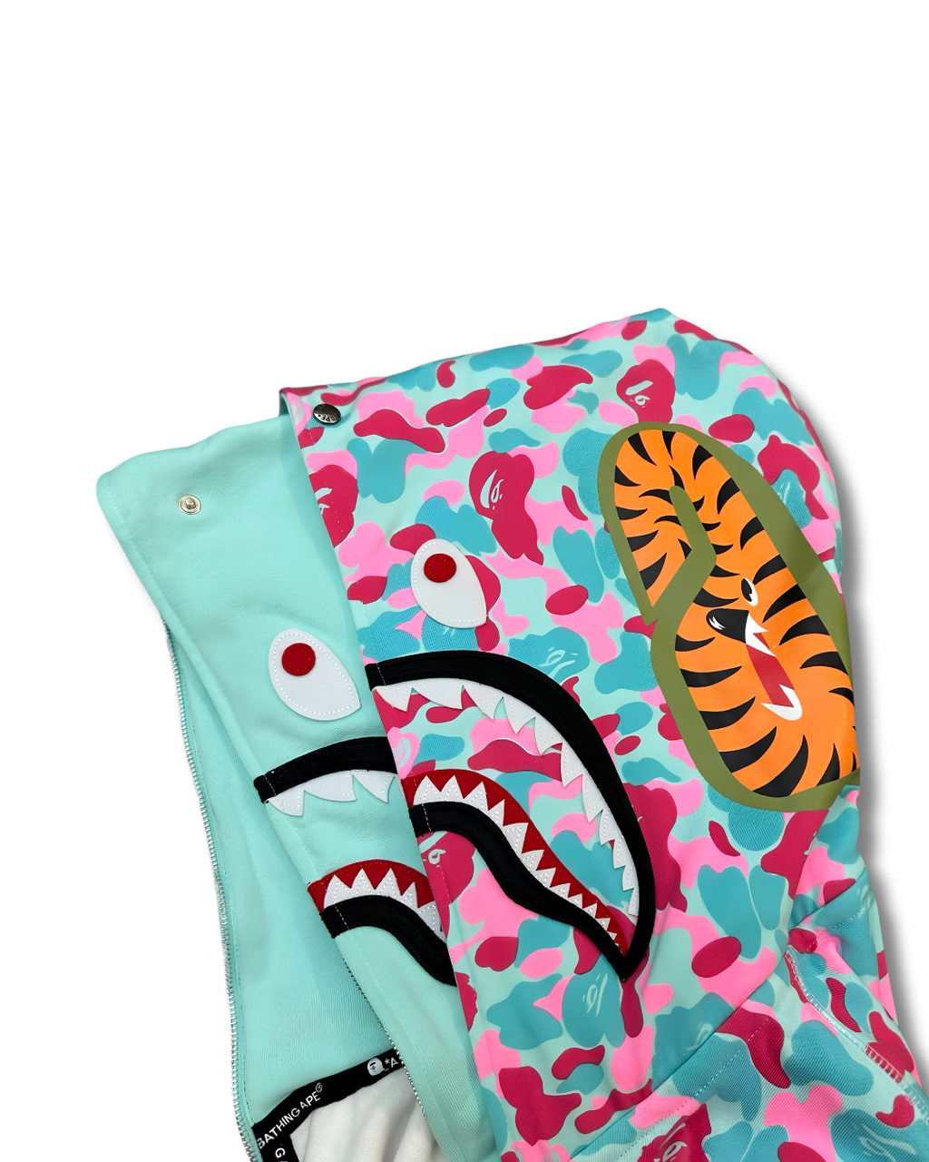 HOODIE ZIPPER BAPE SHARK MIAMI DOBLE GORRO