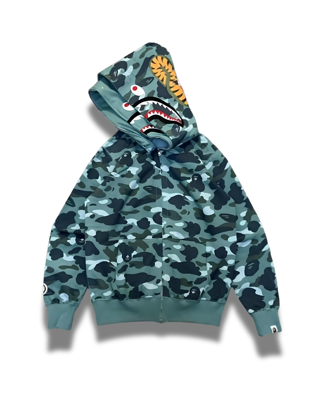 HOODIE ZIPPER BAPE SHARK DOBLE GORRO