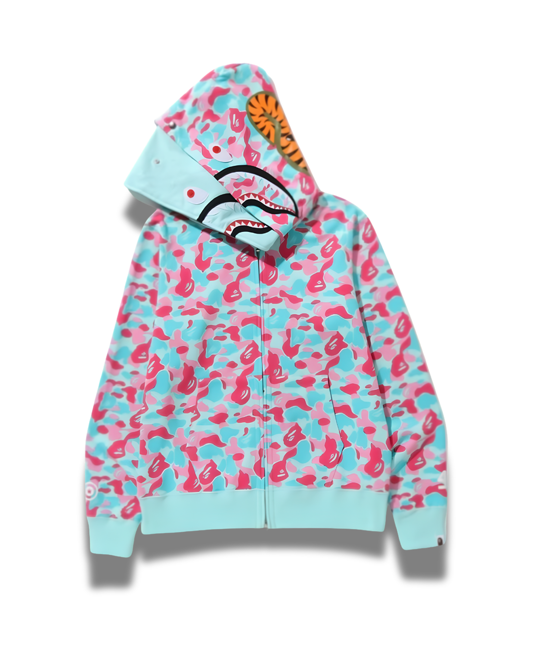 HOODIE ZIPPER BAPE SHARK DOBLE GORRO