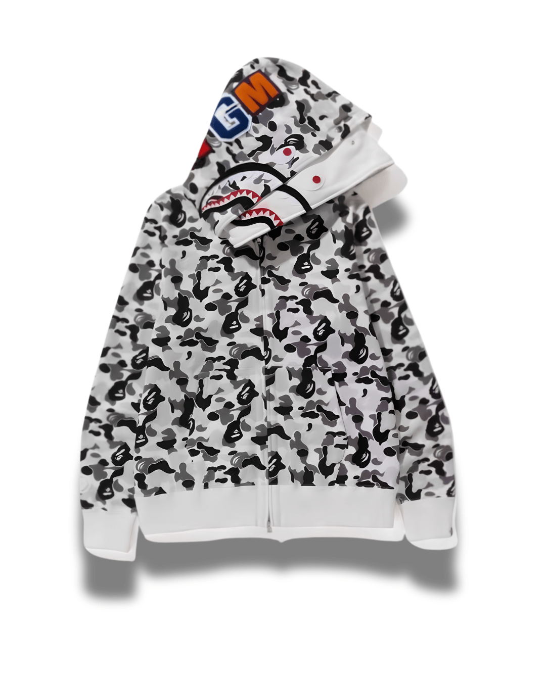 HOODIE ZIPPER BAPE SHARK DOBLE GORRO
