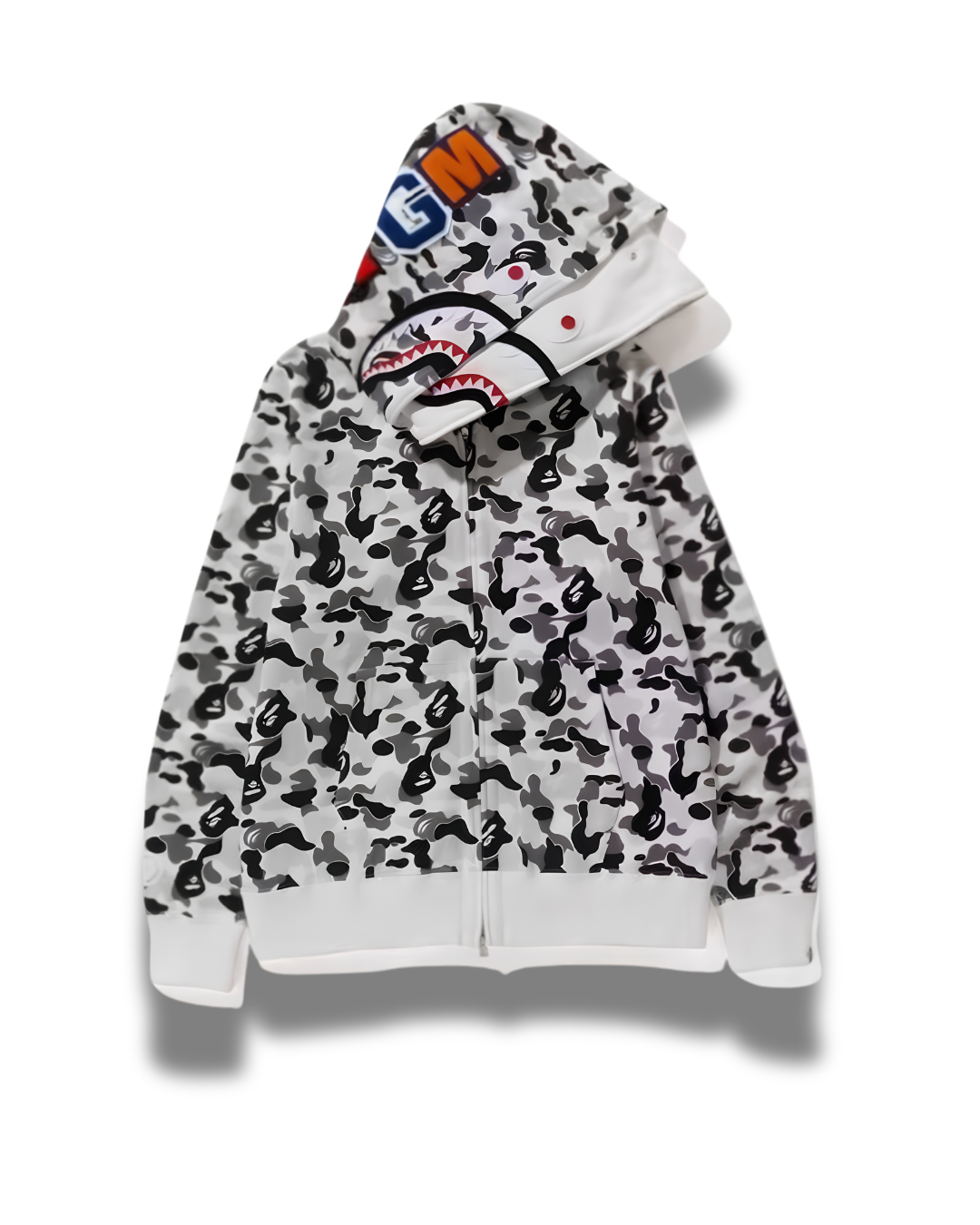 HOODIE ZIPPER BAPE SHARK DOBLE GORRO