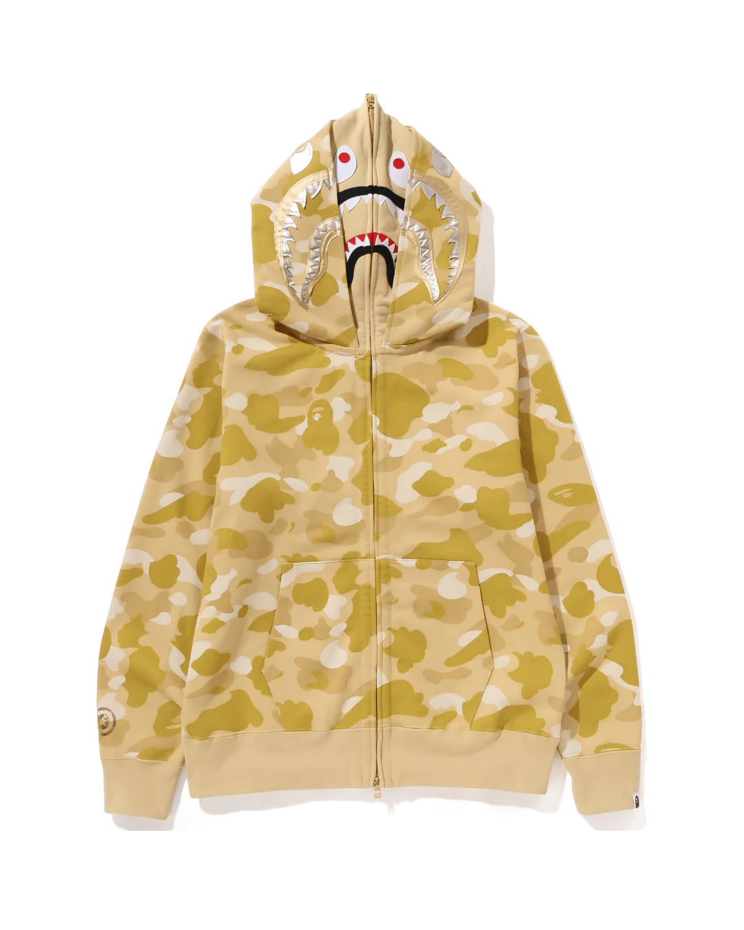 HOODIE ZIPPER BAPE SHARK GOLD DOBLE GORRO