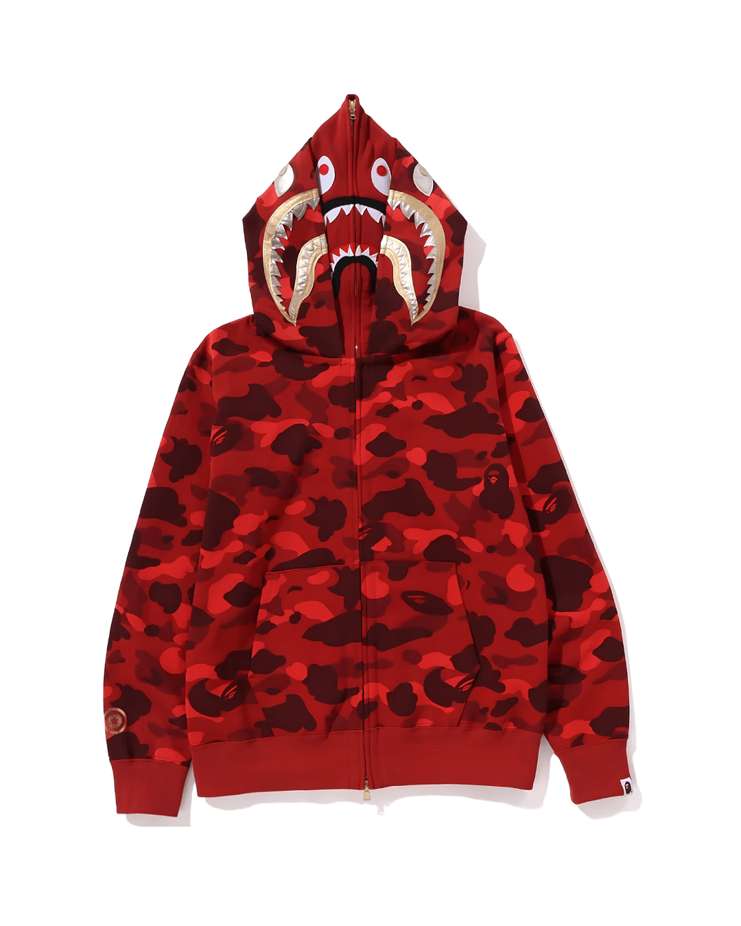HOODIE ZIPPER BAPE SHARK GOLD DOBLE GORRO