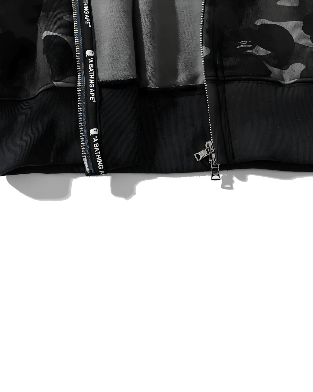 HOODIE ZIPPER BAPE TIGER SHARK DOBLE GORRO