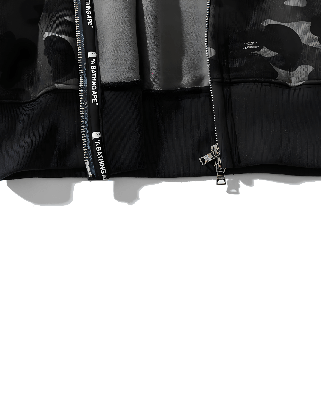 HOODIE ZIPPER BAPE TIGER SHARK DOBLE GORRO