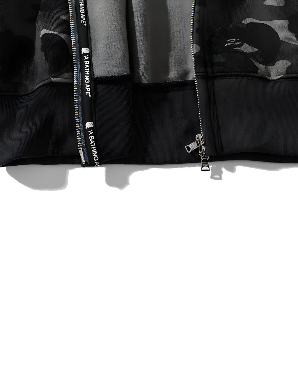 HOODIE ZIPPER BAPE TIGER SHARK DOBLE GORRO