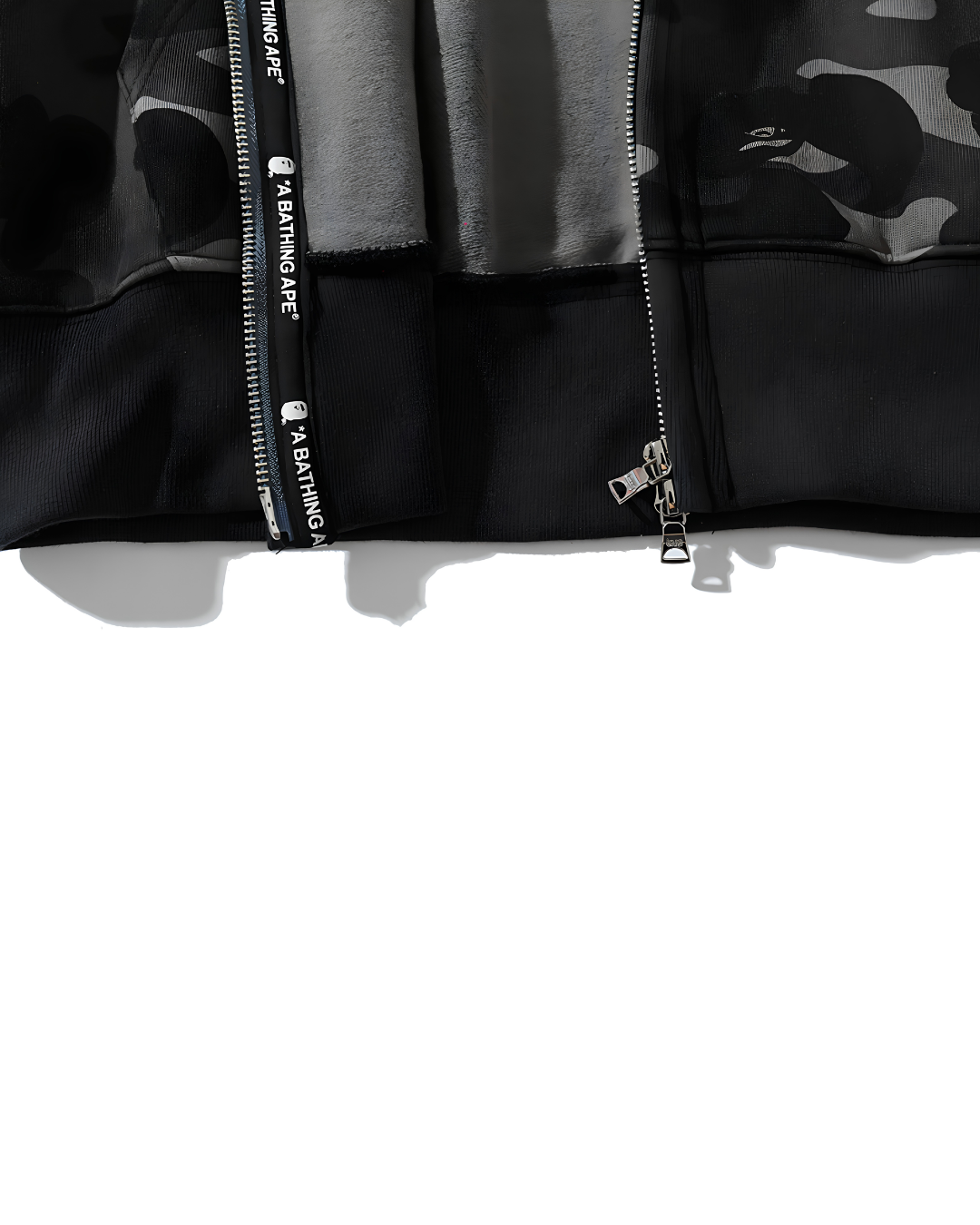 HOODIE ZIPPER BAPE TIGER SHARK DOBLE GORRO