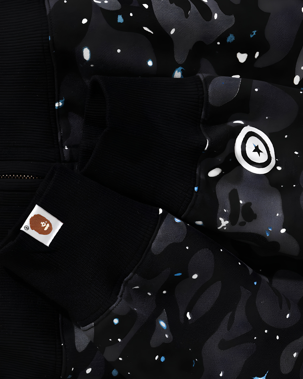 HOODIE ZIPPER BAPE SPACE CAMO DOBLE GORRO
