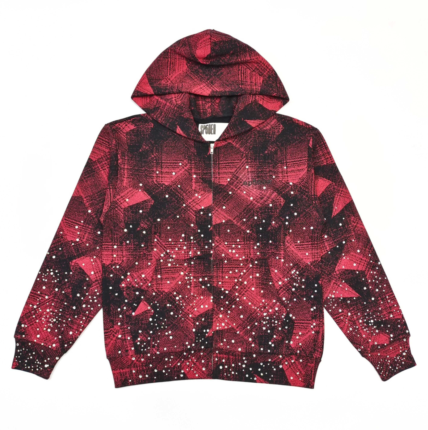 HOODIE ZIPPER SP5DER STAR PLAID