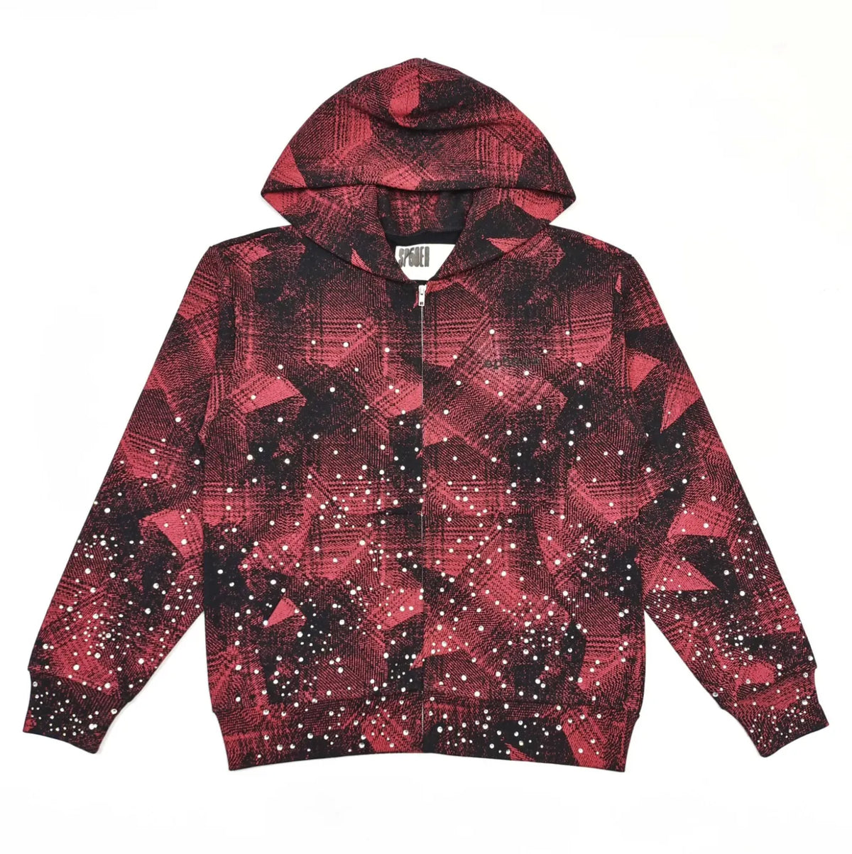 HOODIE ZIPPER SP5DER STAR PLAID