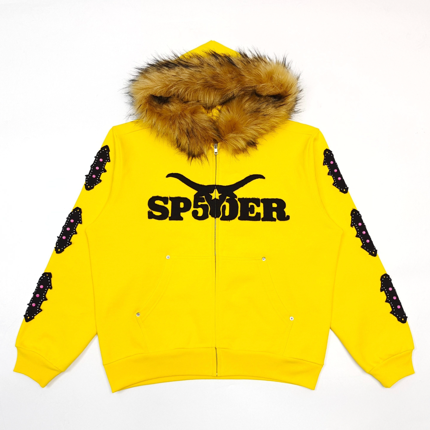 HOODIE ZIPPER SP5DER FAUX-FUR