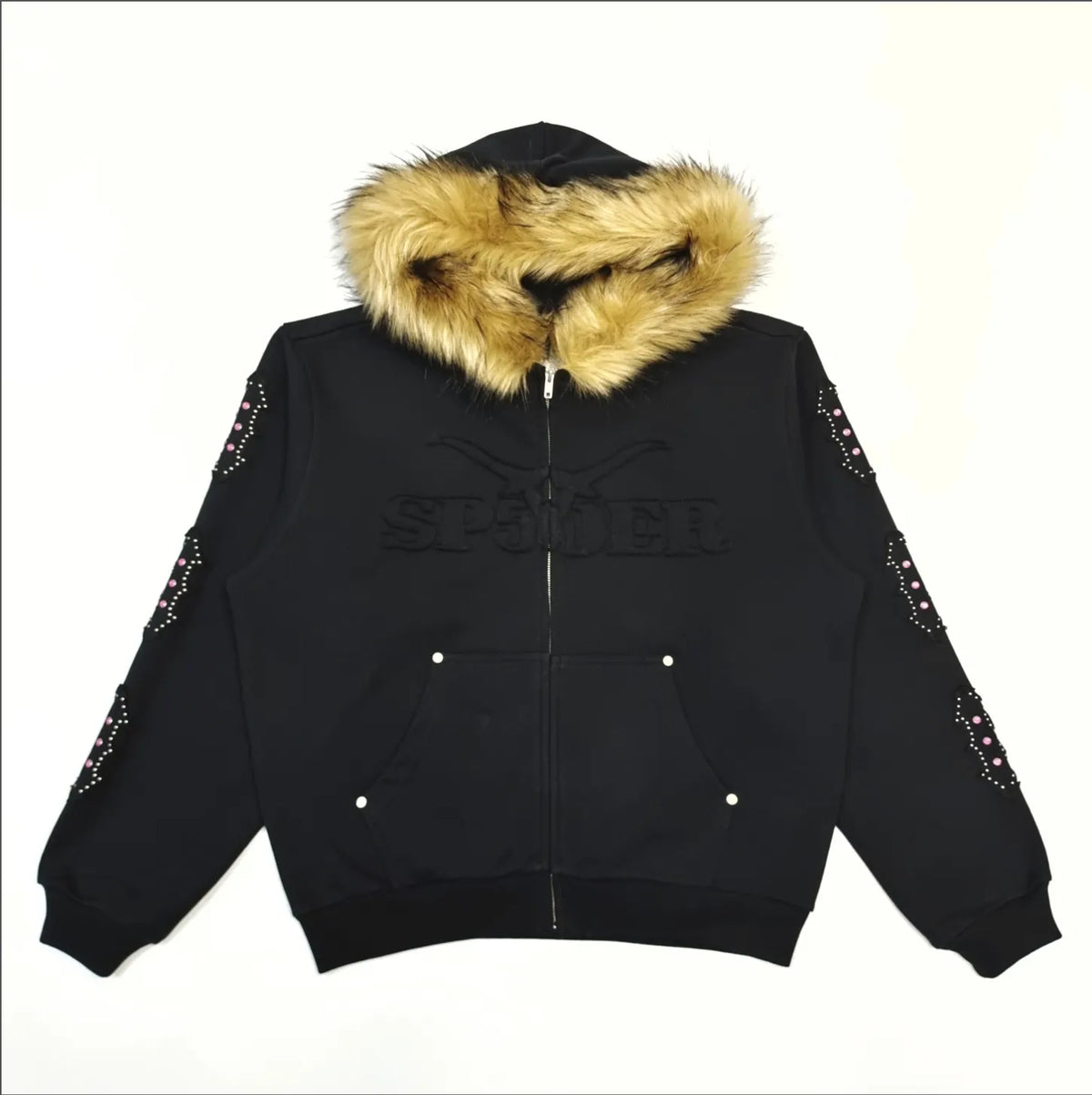HOODIE ZIPPER SP5DER FAUX-FUR