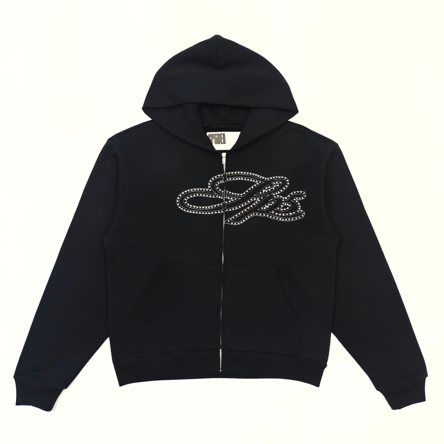 HOODIE ZIPPER SP5DER RHINESTONE SCRIPT