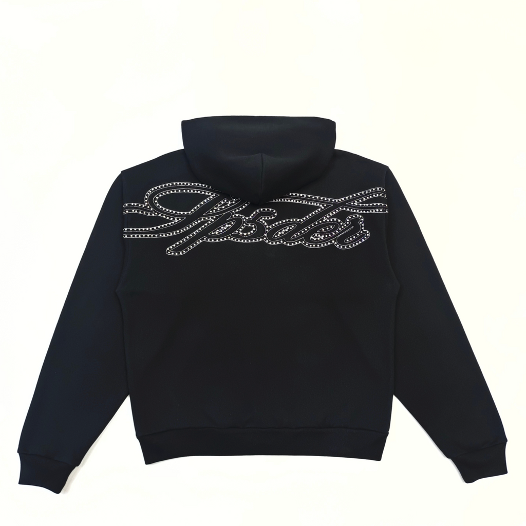HOODIE ZIPPER SP5DER RHINESTONE SCRIPT