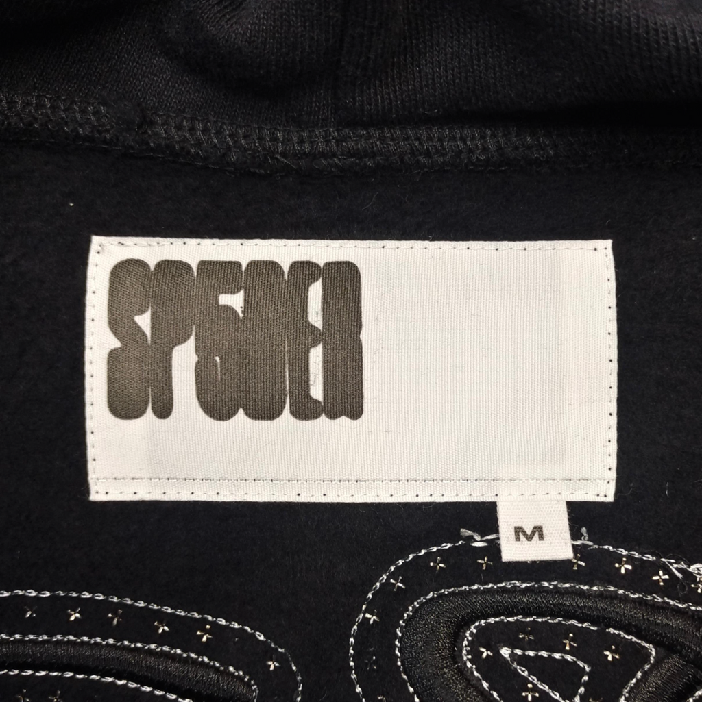 HOODIE ZIPPER SP5DER RHINESTONE SCRIPT