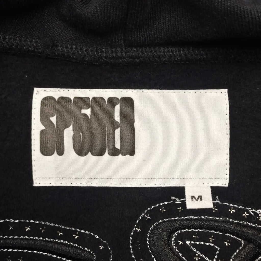 HOODIE ZIPPER SP5DER RHINESTONE SCRIPT