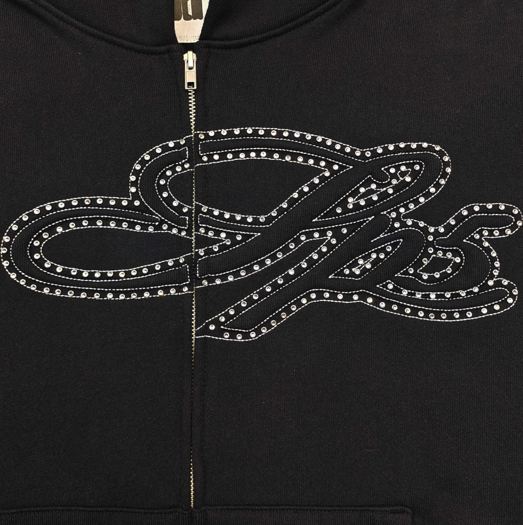 HOODIE ZIPPER SP5DER RHINESTONE SCRIPT