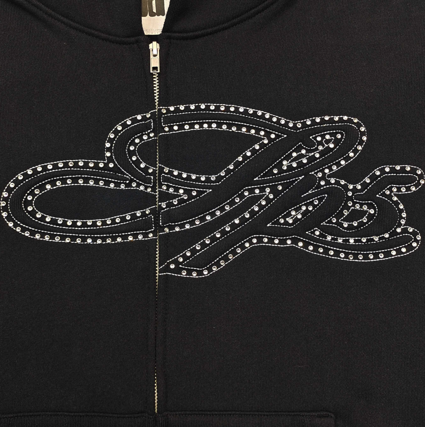 HOODIE ZIPPER SP5DER RHINESTONE SCRIPT