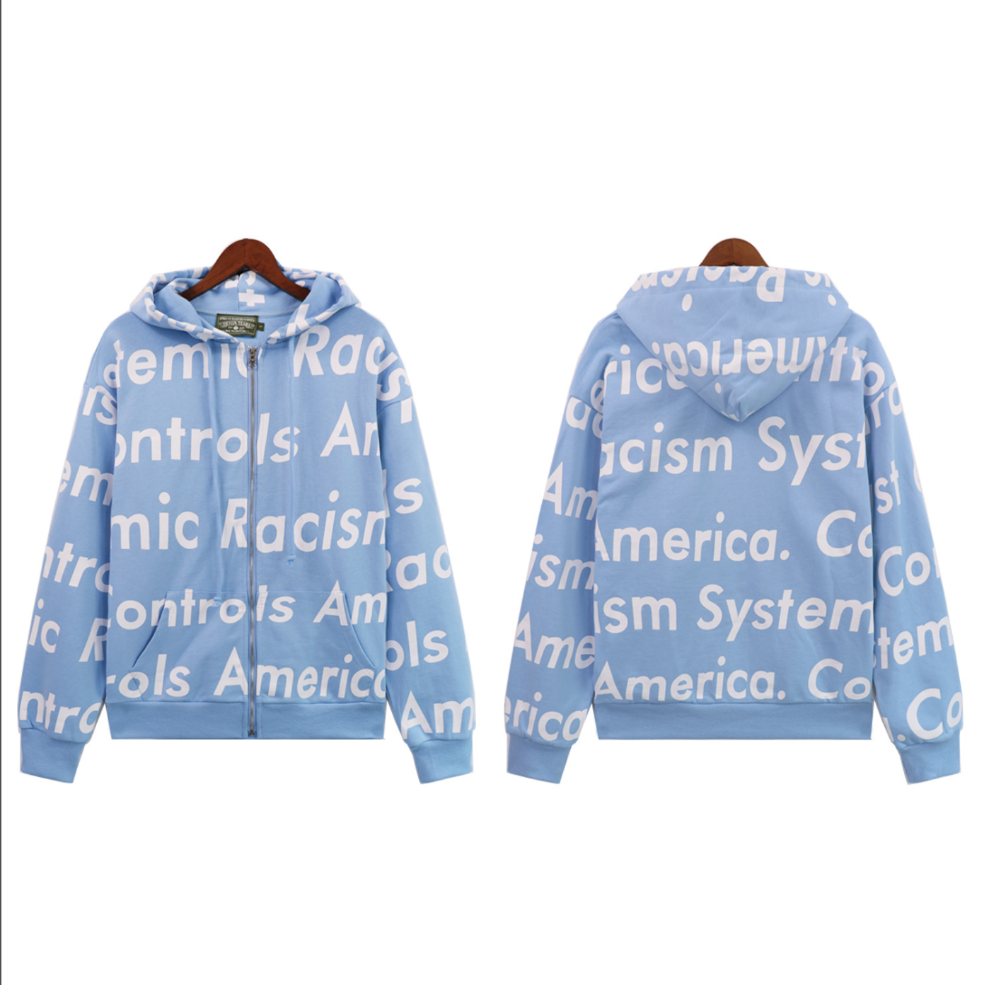HOODIE ZIPPER DENIM TEARS SYSTEMIC RACISM CONTROLS AMERICA