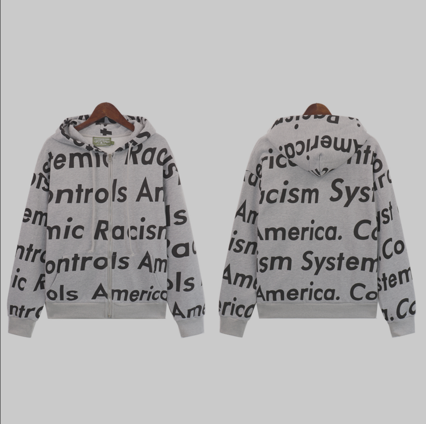 HOODIE ZIPPER DENIM TEARS SYSTEMIC RACISM CONTROLS AMERICA