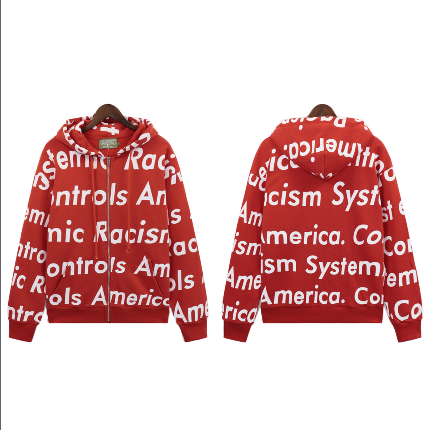 HOODIE ZIPPER DENIM TEARS SYSTEMIC RACISM CONTROLS AMERICA