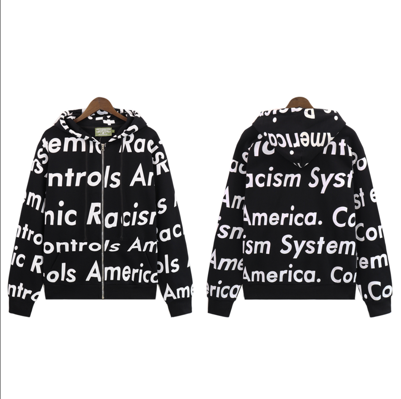 HOODIE ZIPPER DENIM TEARS SYSTEMIC RACISM CONTROLS AMERICA