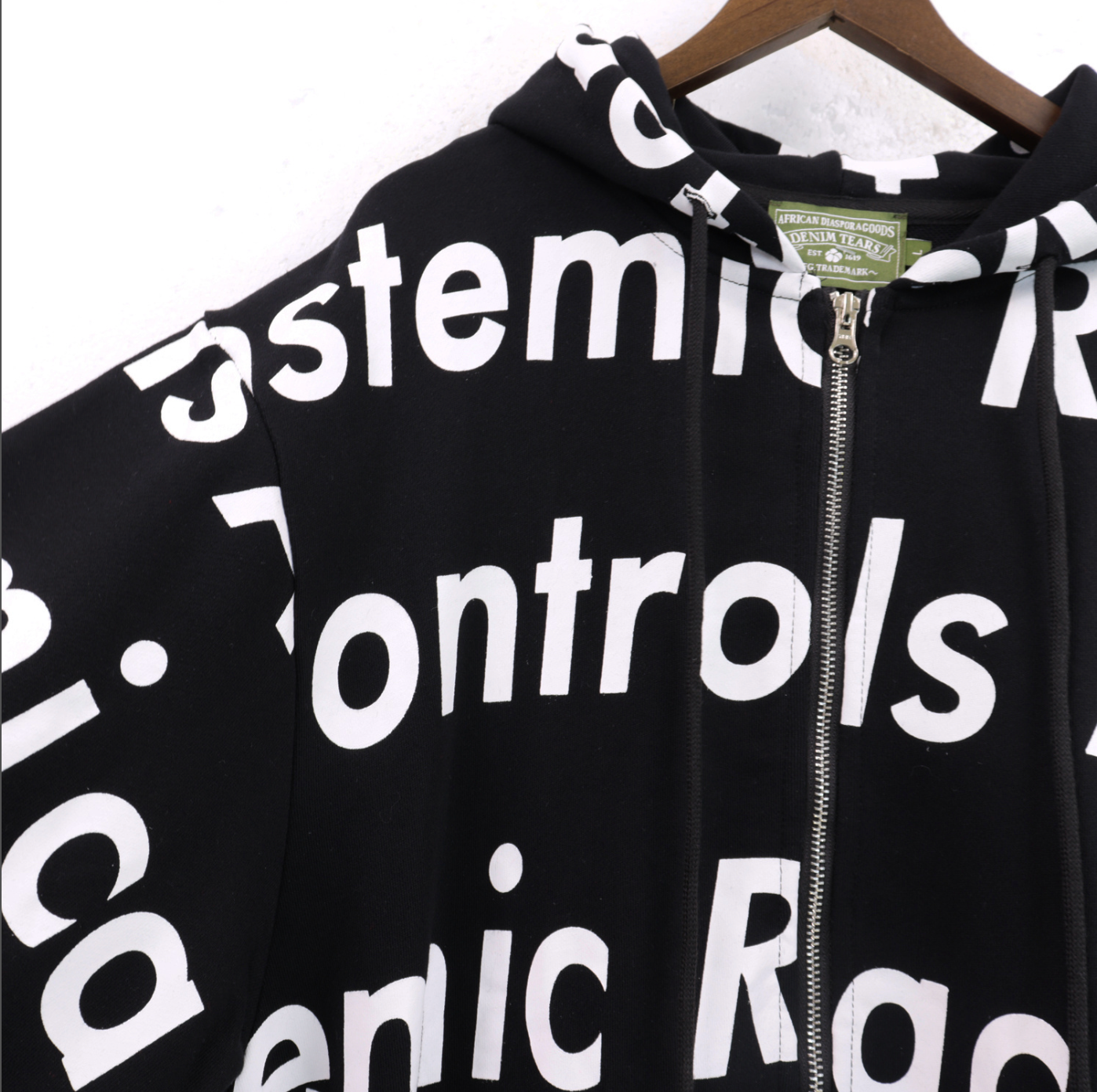 HOODIE ZIPPER DENIM TEARS SYSTEMIC RACISM CONTROLS AMERICA
