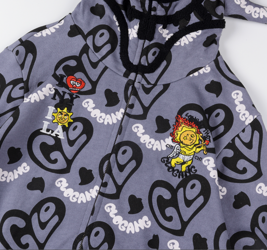 HOODIE ZIPPER GLO GANG I HEART