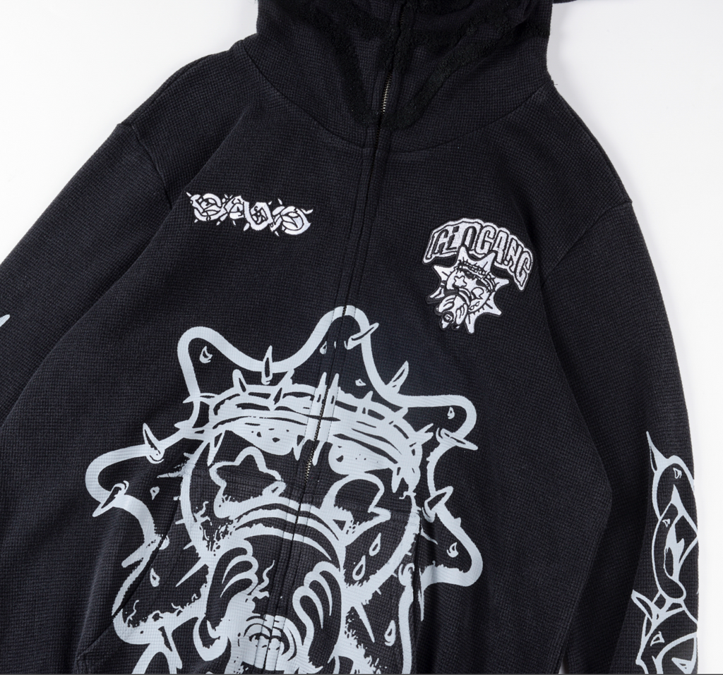 HOODIE ZIPPER GLO GANG ERODED GLO